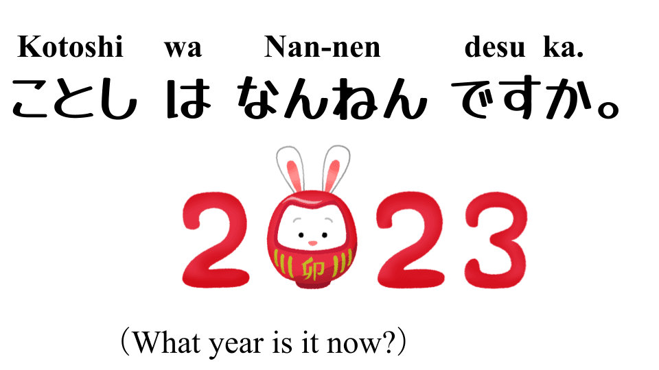 2023 Expression of the Western calendar and Japanese Era Calendar in Japanese: ことしはなんねんですか